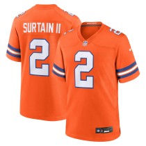 Men's Denver Broncos Patrick Surtain II Number 2 Nike Orange Mile High Collection 1977 Throwback Player Game Jersey