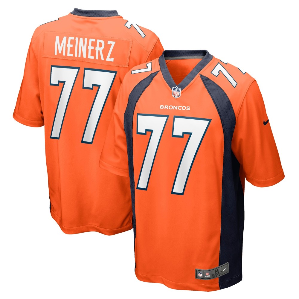 Men's Denver Broncos Quinn Meinerz Number 77 Nike Orange Game Jersey