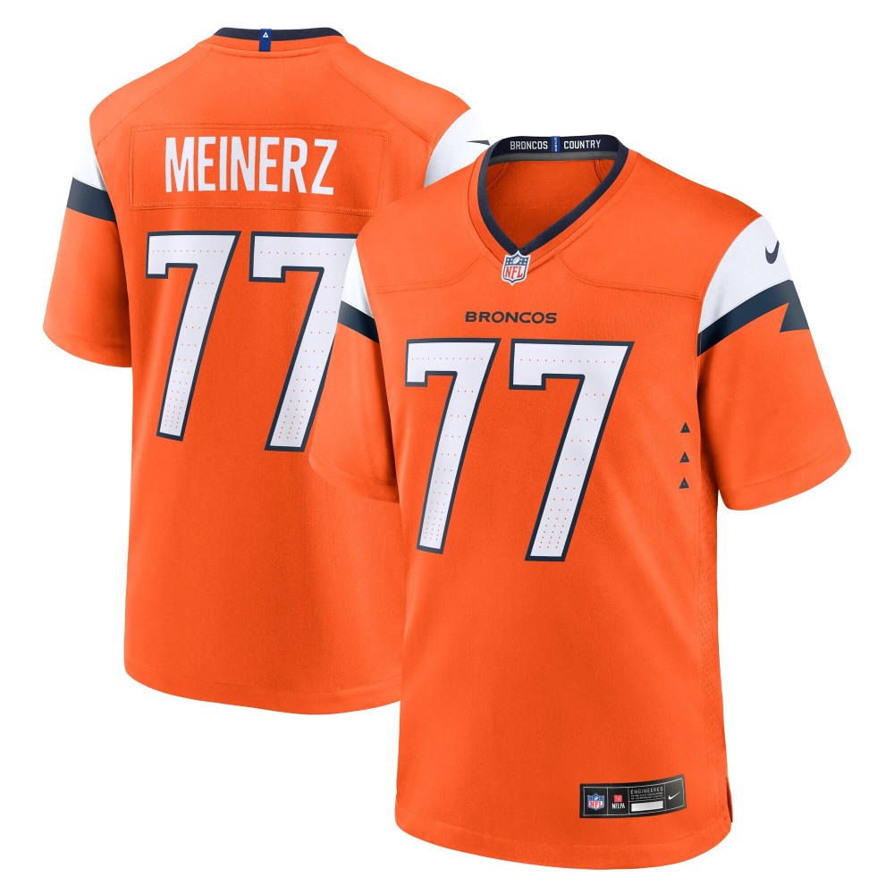 Men's Denver Broncos Quinn Meinerz Number 77 Nike Orange Team Game Jersey