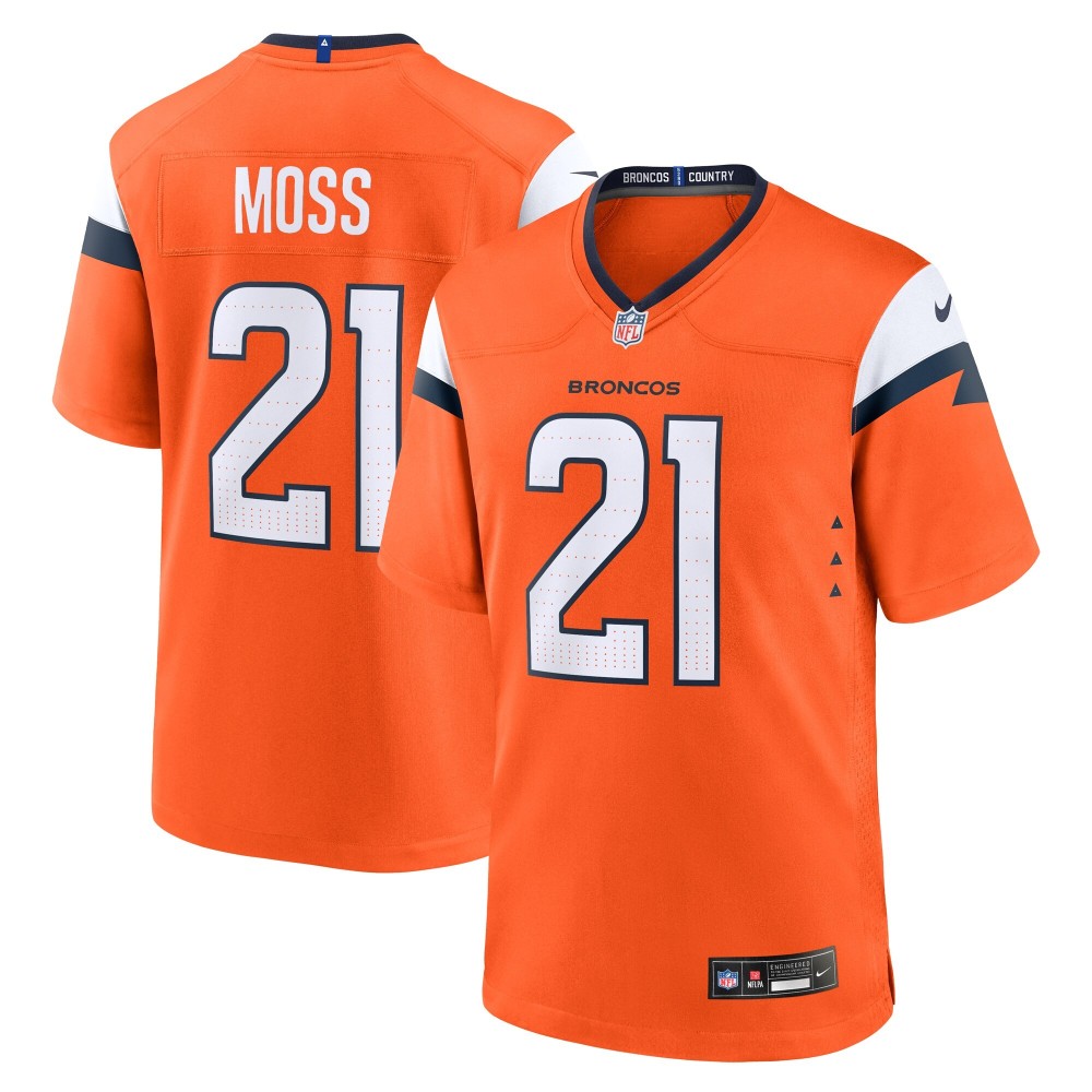 Men's Denver Broncos Riley Moss Number 21 Nike Orange Team Game Jersey