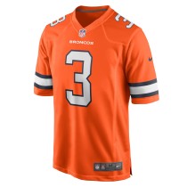 Men's Denver Broncos Russell Wilson Number 3 Nike Orange Alternate Game Jersey