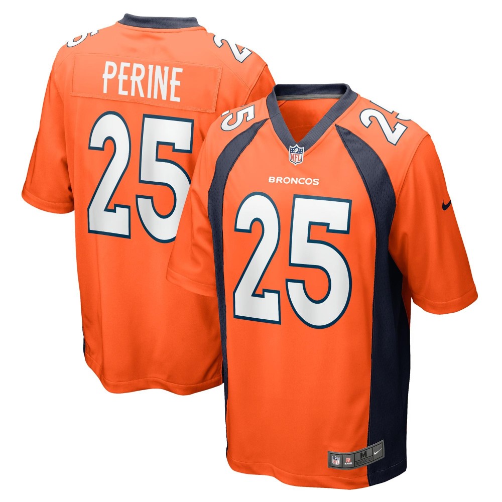 Men's Denver Broncos Samaje Perine Number 25 Nike Orange Game Player Jersey