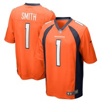 Men's Denver Broncos Tremon Smith Number 1 Nike Orange Game Jersey