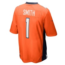 Men's Denver Broncos Tremon Smith Number 1 Nike Orange Game Jersey