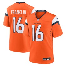 Men's Denver Broncos Troy Franklin Number 16 Nike Orange Team Game Jersey