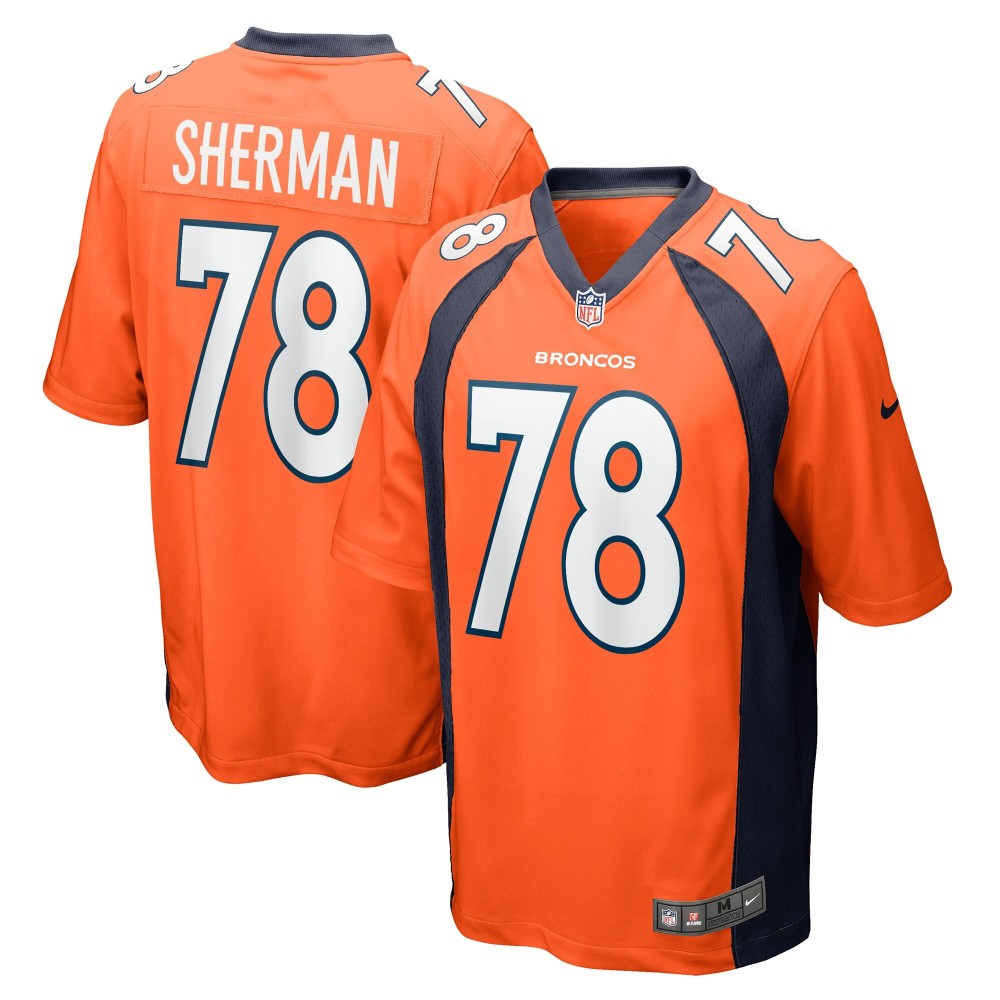 Men's Denver Broncos William Sherman Number 78 Nike Orange Team Game Jersey