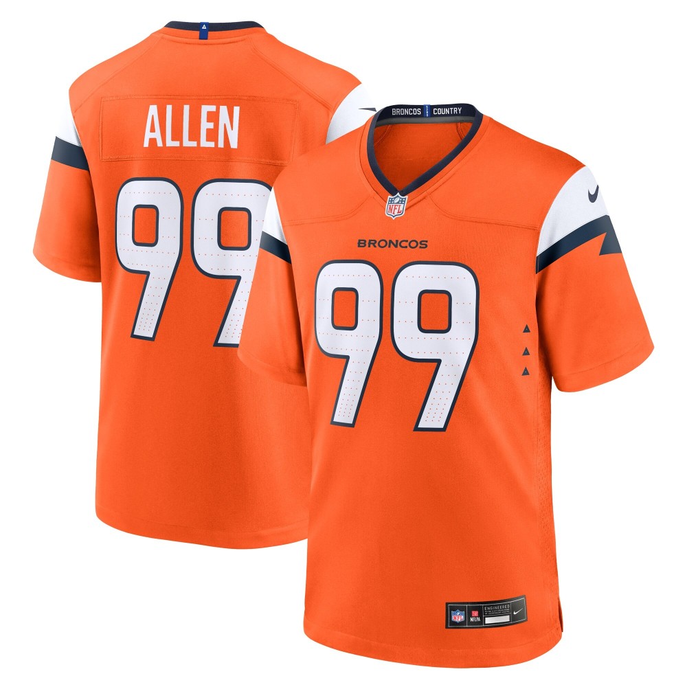 Men's Denver Broncos Zach Allen Number 99 Nike Orange Team Game Jersey