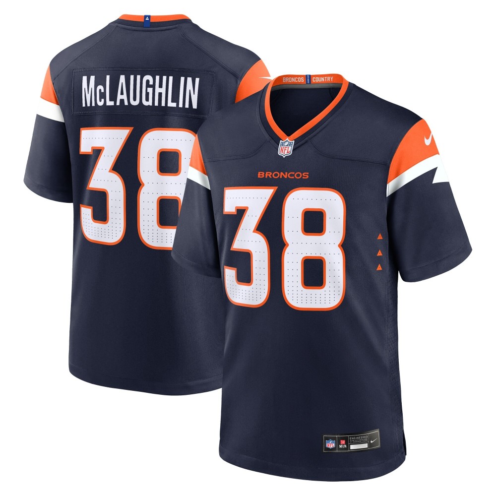 Men's Denver Broncos Jaleel McLaughlin Number 38 Nike Navy Alternate Game Jersey