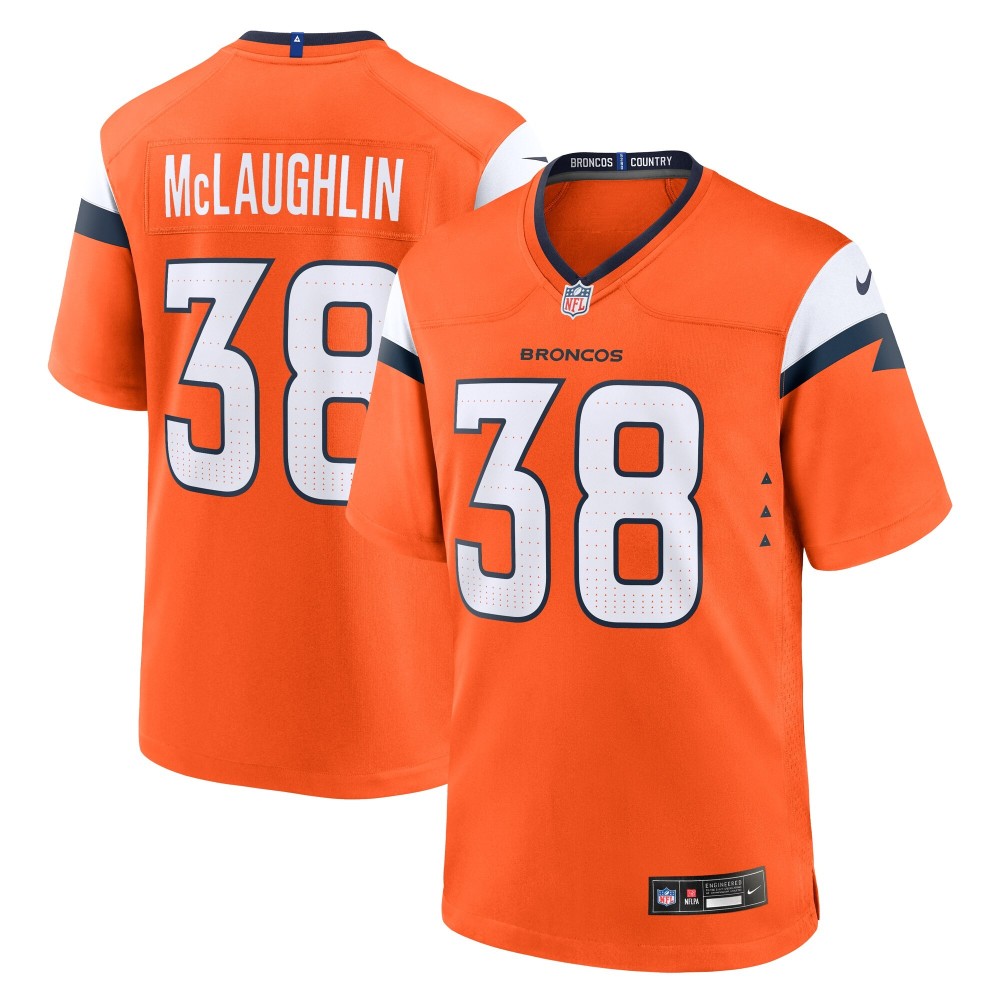 Men's Denver Broncos Jaleel McLaughlin Number 38 Nike Orange Alternate Game Jersey