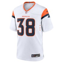 Men's Denver Broncos Jaleel McLaughlin Number 38 Nike White Alternate Game Jersey