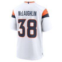 Men's Denver Broncos Jaleel McLaughlin Number 38 Nike White Alternate Game Jersey