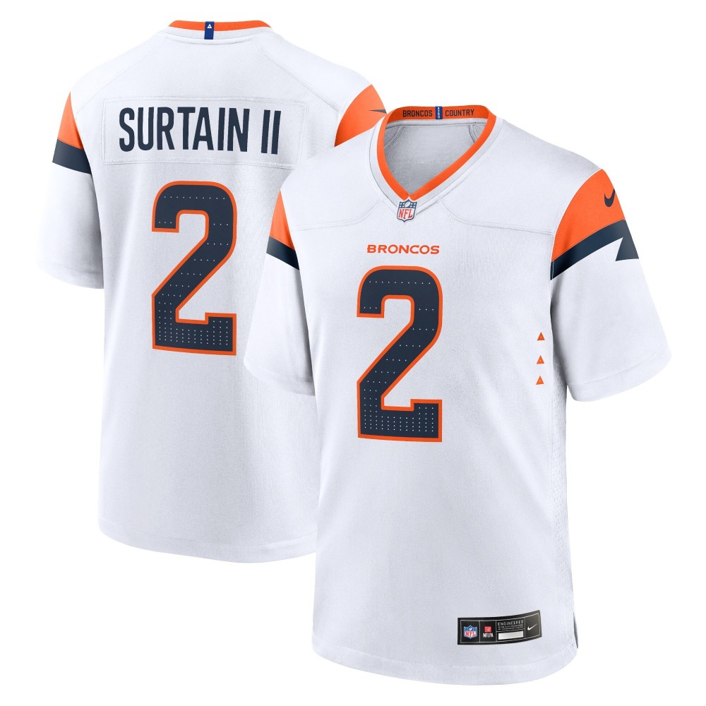 Men's Denver Broncos Patrick Surtain II Number 2 Nike White Mile High Collection Game Jersey