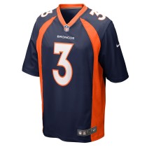 Men's Denver Broncos Russell Wilson Number 3 Nike Navy Game Jersey