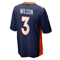 Men's Denver Broncos Russell Wilson Number 3 Nike Navy Game Jersey