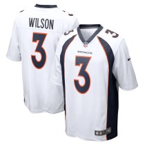 Men's Denver Broncos Russell Wilson Number 3 Nike White Game Jersey