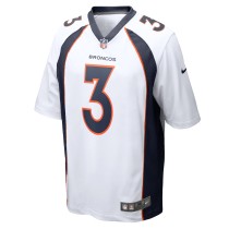 Men's Denver Broncos Russell Wilson Number 3 Nike White Game Jersey