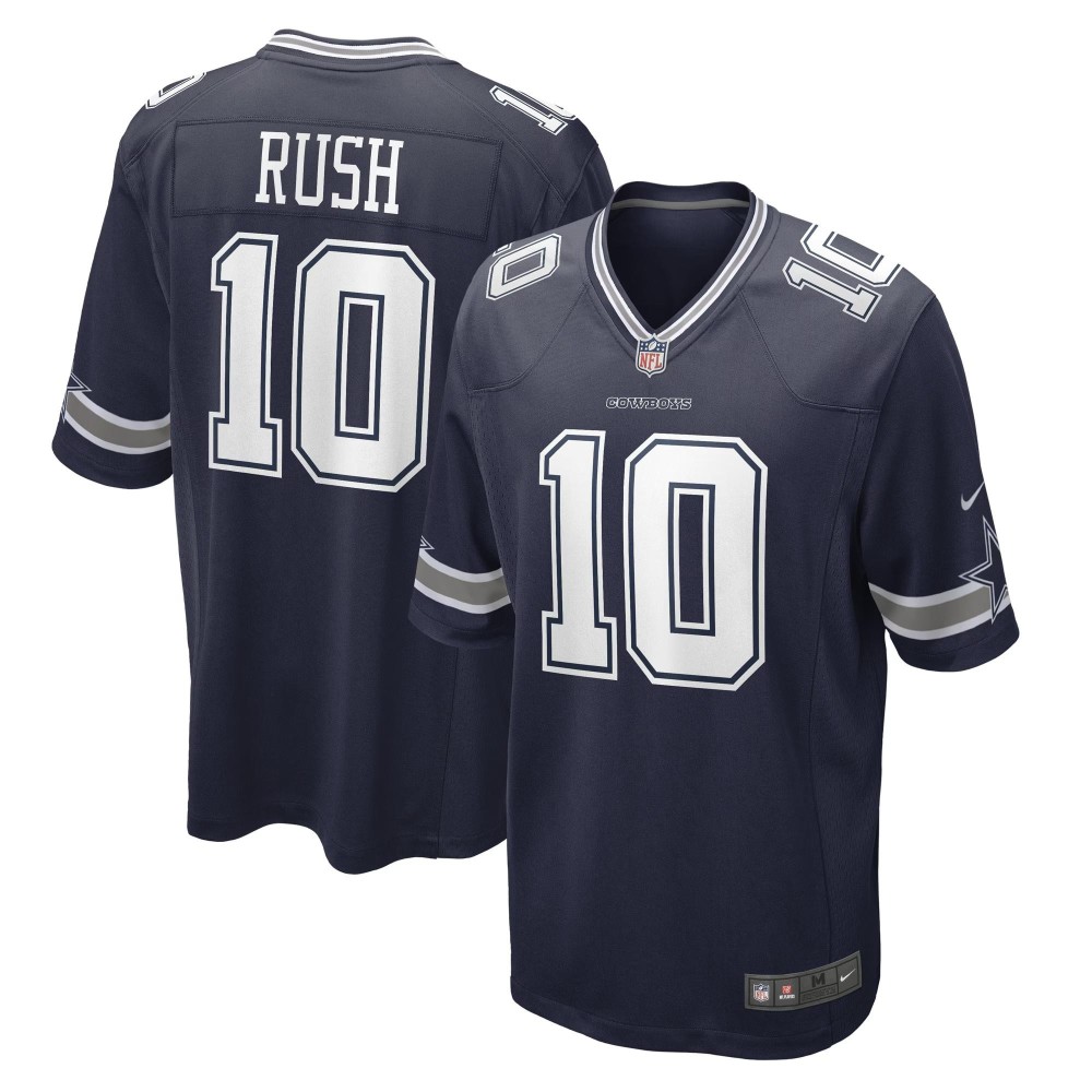 Men's Dallas Cowboys Cooper Rush Number 10 Nike Navy Game Player Jersey