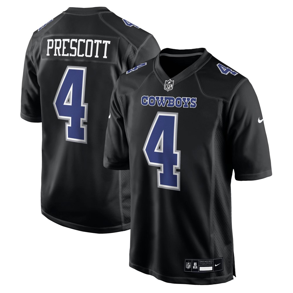 Men's Dallas Cowboys Dak Prescott Number 4 Nike Carbon Black Fashion Game Jersey