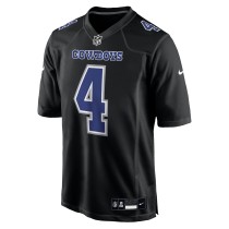 Men's Dallas Cowboys Dak Prescott Number 4 Nike Carbon Black Fashion Game Jersey