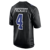 Men's Dallas Cowboys Dak Prescott Number 4 Nike Carbon Black Fashion Game Jersey