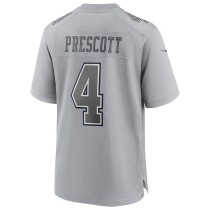 Men's Dallas Cowboys Dak Prescott Number 4 Nike Gray Atmosphere Fashion Game Jersey