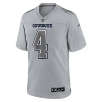 Men's Dallas Cowboys Dak Prescott Number 4 Nike Gray Atmosphere Fashion Game Jersey