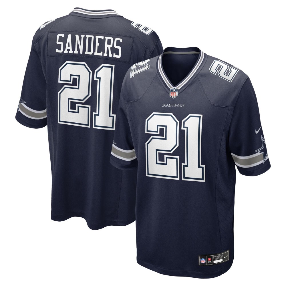 Men's Dallas Cowboys Deion Sanders Number 21 Nike Navy Team Retired Player Game Jersey