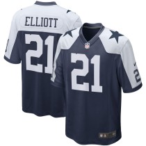 Men's Dallas Cowboys Ezekiel Elliott Number 21 Nike Navy Alternate Game Team Jersey