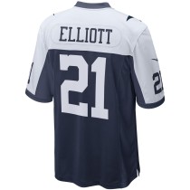 Men's Dallas Cowboys Ezekiel Elliott Number 21 Nike Navy Alternate Game Team Jersey