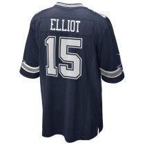 Men's Dallas Cowboys Ezekiel Elliott Number 15 Nike Navy Team Game Jersey