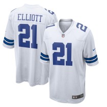 Men's Dallas Cowboys Ezekiel Elliott Number 21 Nike White Team Game Jersey