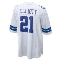 Men's Dallas Cowboys Ezekiel Elliott Number 21 Nike White Team Game Jersey