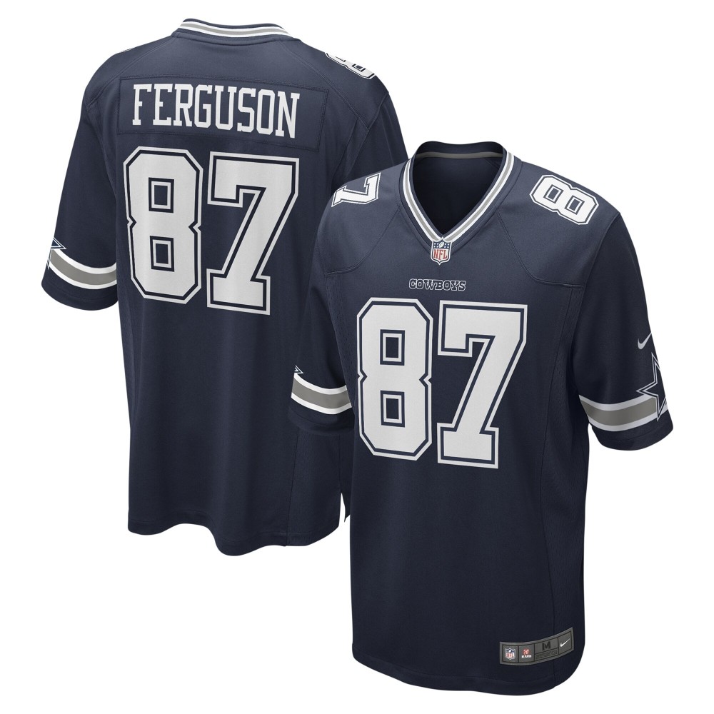 Men's Dallas Cowboys Jake Ferguson Number 87 Nike Navy Team Game Jersey