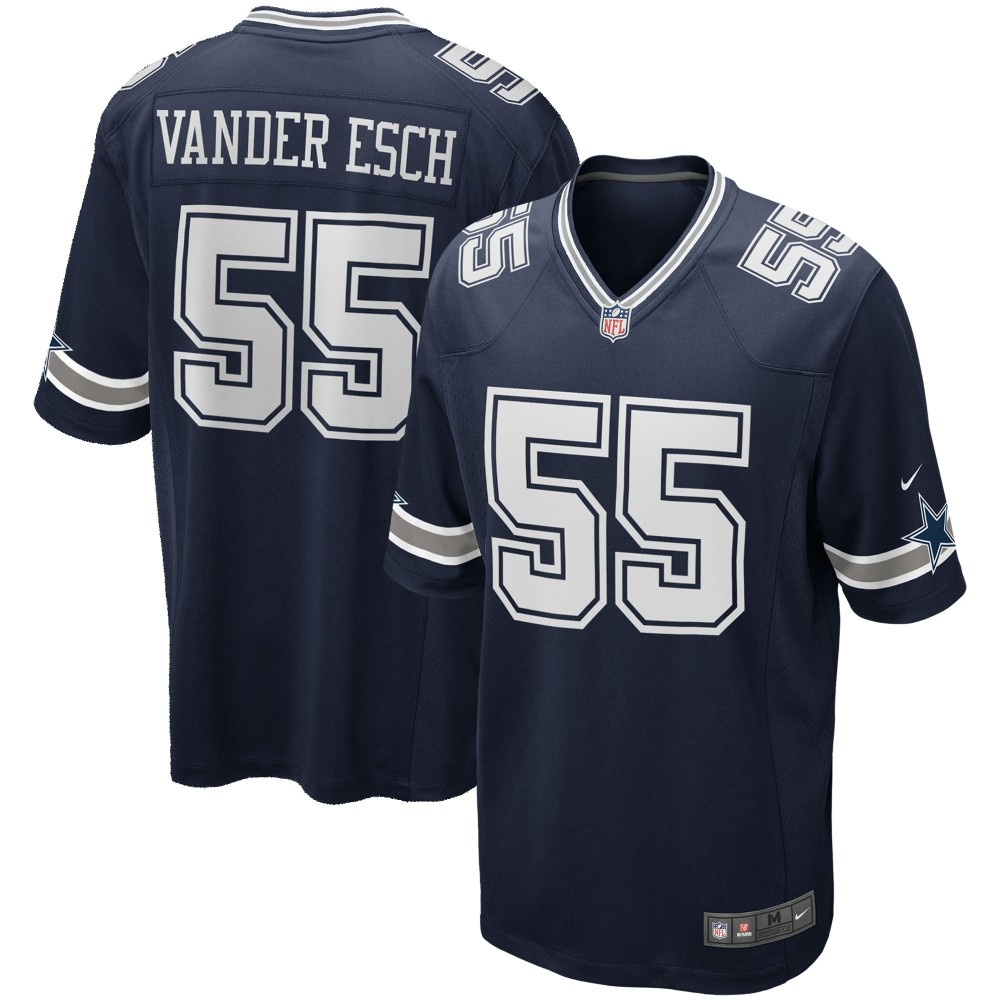 Men's Dallas Cowboys Leighton Vander Esch Number 55 Nike Navy Team Game Jersey