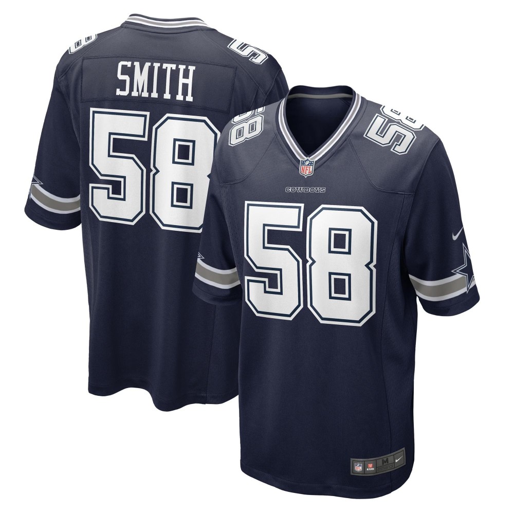 Men's Dallas Cowboys Mazi Smith Number 58 Nike Navy Game Jersey