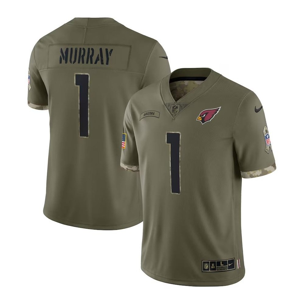 Men's Arizona Cardinals Kyler Murray Number 1 Nike Olive 2022 Salute To Service Limited Jersey