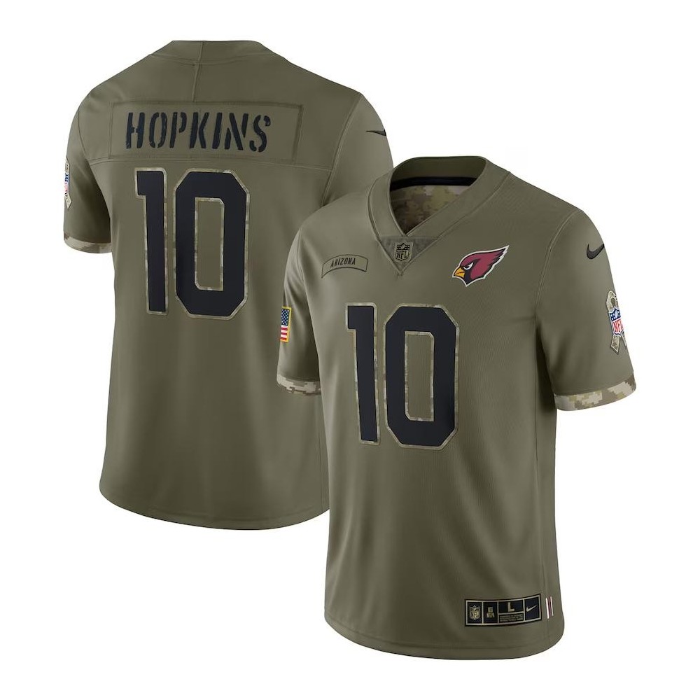 Men's Arizona Cardinals DeAndre Hopkins Number 10 Nike Olive 2022 Salute To Service Limited Jersey