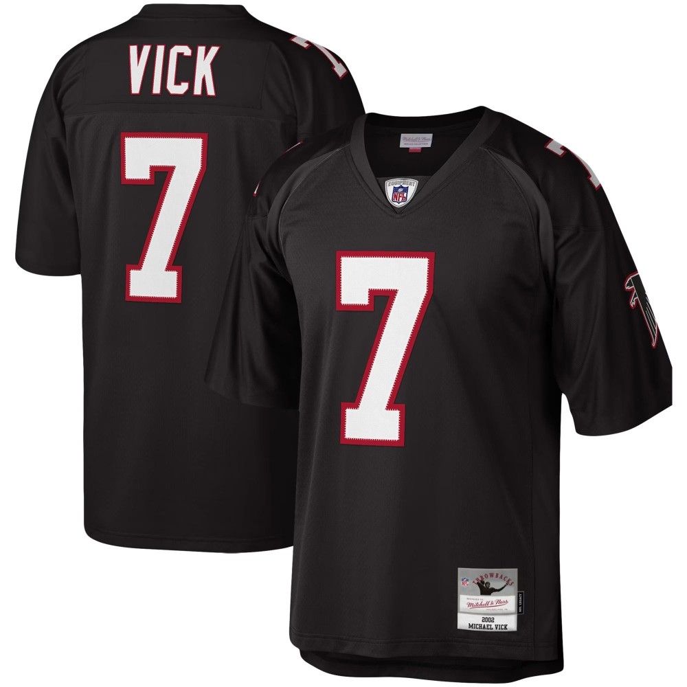 Men's Atlanta Falcons Michael Vick Number 7 Mitchell & Ness Black Legacy Replica Jersey