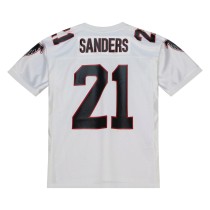 Men's Atlanta Falcons 1991 Deion Sanders Number 21 Mitchell & Ness White Authentic Throwback Retired Player Jersey