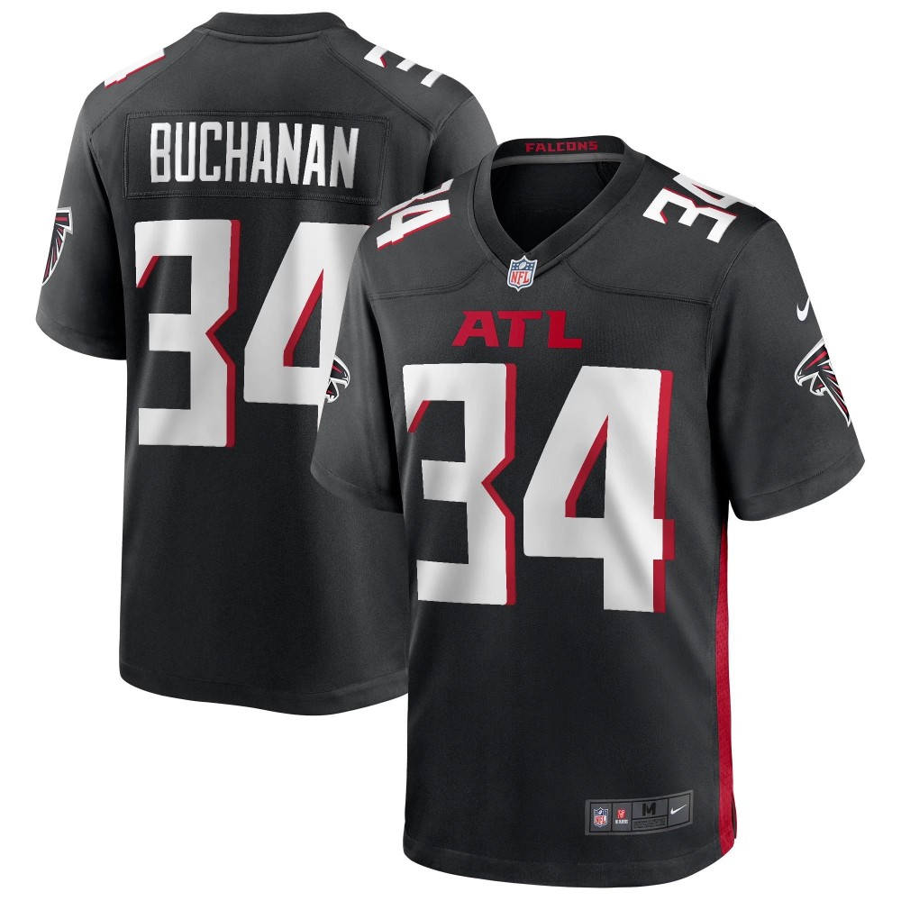 Men's Atlanta Falcons Ray Buchanan Number 34 Nike Black Game Retired Player Jersey