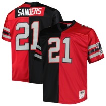 Men's Atlanta Falcons Deion Sanders Number 21 Mitchell & Ness Black/Red Big & Tall Split Legacy Retired Player Replica Jersey