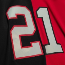 Men's Atlanta Falcons Deion Sanders Number 21 Mitchell & Ness Black/Red Big & Tall Split Legacy Retired Player Replica Jersey