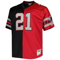 Men's Atlanta Falcons Deion Sanders Number 21 Mitchell & Ness Black/Red Big & Tall Split Legacy Retired Player Replica Jersey