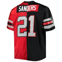 Men's Atlanta Falcons Deion Sanders Number 21 Mitchell & Ness Black/Red Big & Tall Split Legacy Retired Player Replica Jersey