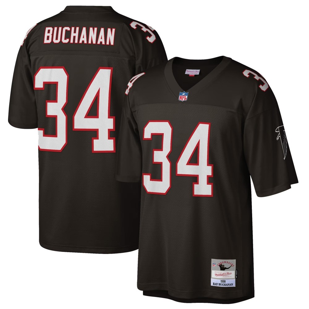 Men's Atlanta Falcons Ray Buchanan Number 34 Mitchell & Ness Black Retired Player Legacy Replica Jersey