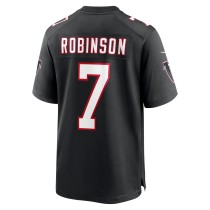 Men's Atlanta Falcons Bijan Robinson Number 7 Nike Black 2023 NFL Draft First Round Pick Throwback Game Jersey