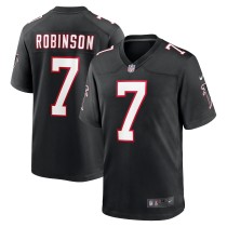 Men's Atlanta Falcons Bijan Robinson Number 7 Nike Black 2023 NFL Draft First Round Pick Throwback Game Jersey