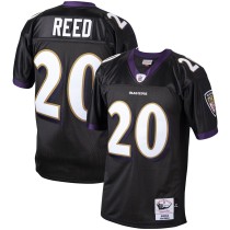 Men's Baltimore Ravens 2004 Ed Reed Number 20 Mitchell & Ness Black Authentic Throwback Retired Player Jersey