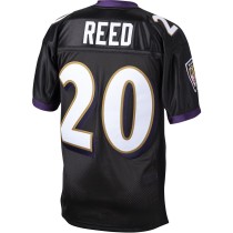 Men's Baltimore Ravens 2004 Ed Reed Number 20 Mitchell & Ness Black Authentic Throwback Retired Player Jersey