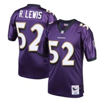 Men's Baltimore Ravens 2000 Ray Lewis Number 52 Mitchell & Ness Purple Authentic Throwback Retired Player Jersey